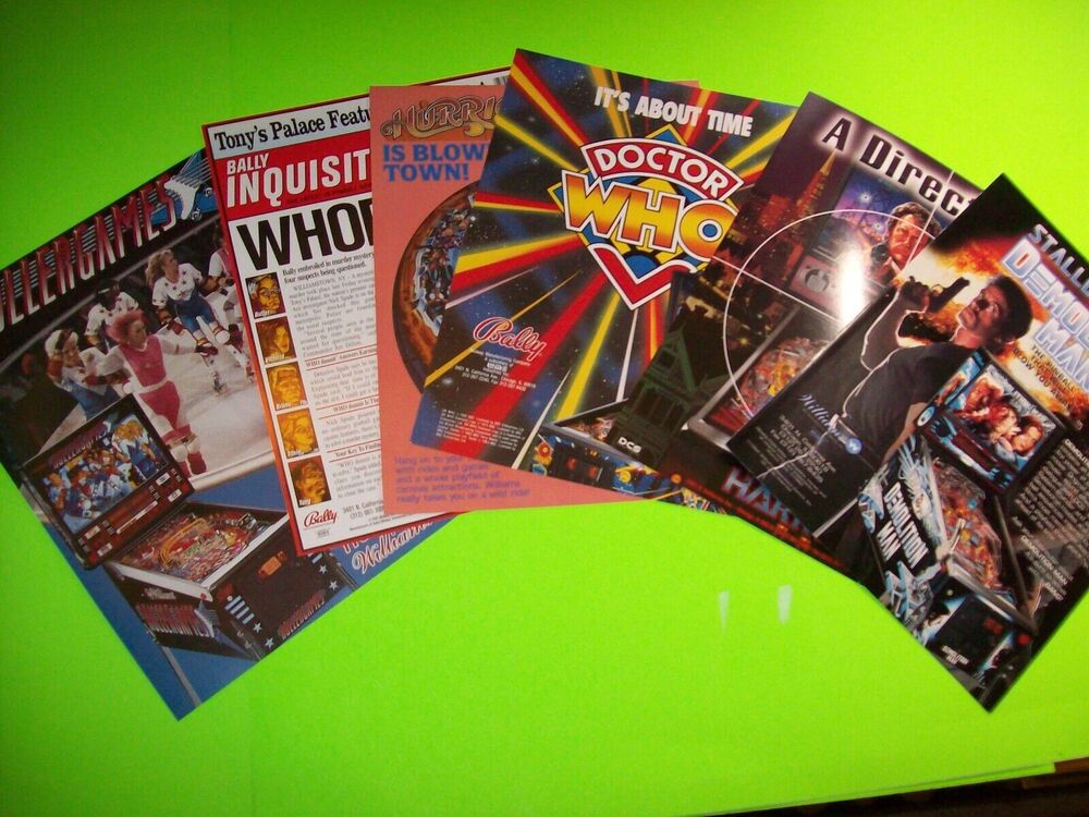 Lot Of (6) Original NOS Pinball FLYERS Doctor Who Dirty Harry Hurricane Set #33